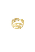 Goldener verstellbarer Kleeblatt Ring Sara aus 14k vergoldetem Edelstahl für Damen