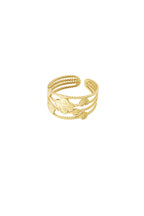 Goldener verstellbarer Kleeblatt Ring Sara aus 14k vergoldetem Edelstahl für Damen