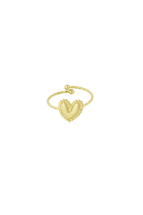 Goldener Herz-Ring Annabelle verstellbar, 14k vergoldeter Edelstahl, Boho Schmuck wasserfest
