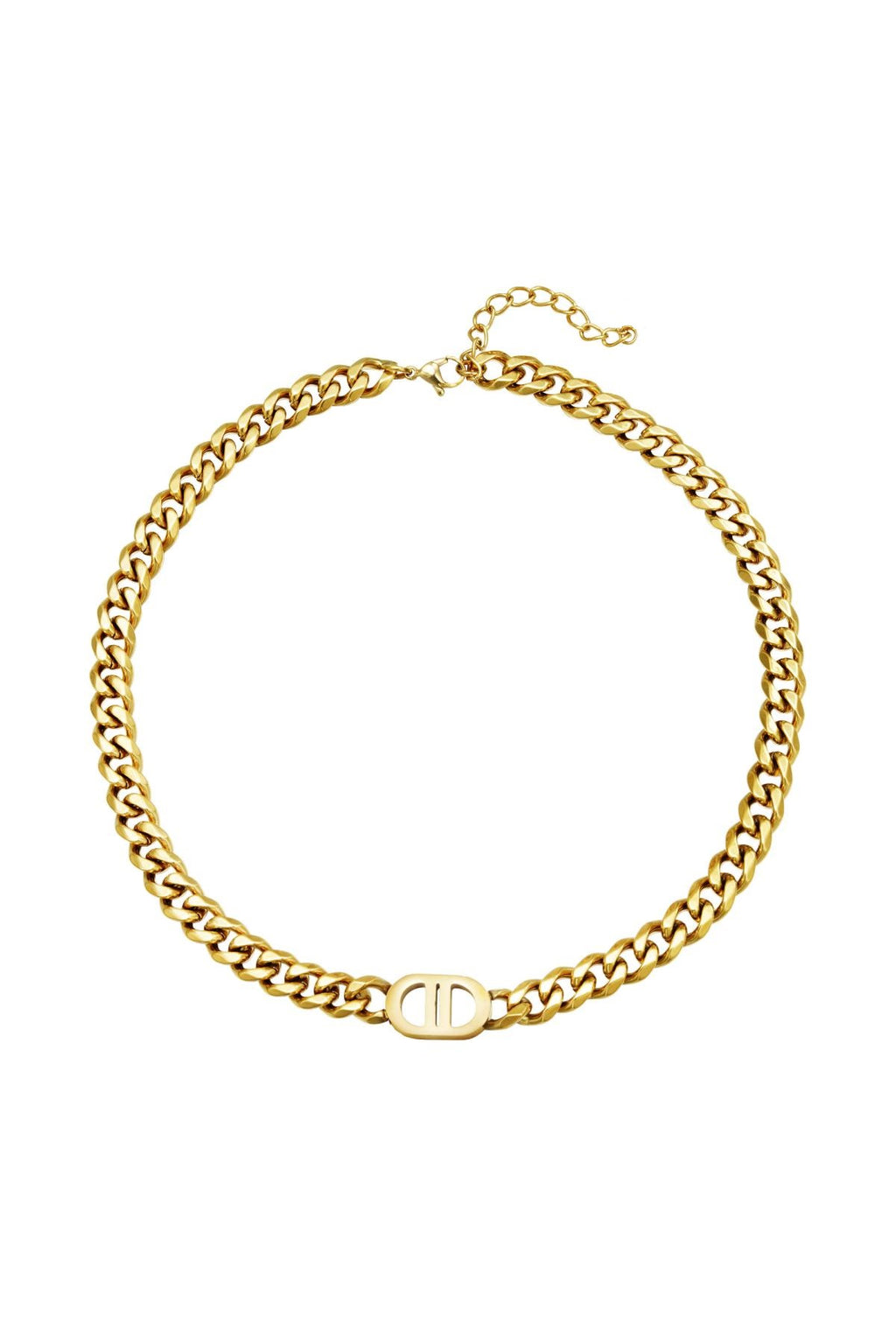 Julietta Statement Halskette, goldene Panzerkette Chunky Style, 316L Edelstahl vergoldet.