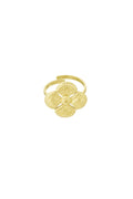 Goldener Liah Kleeblatt-Ring, verstellbarer Damenring aus 14k vergoldetem Edelstahl, wasserfester Boho-Schmuck Glücksbringer