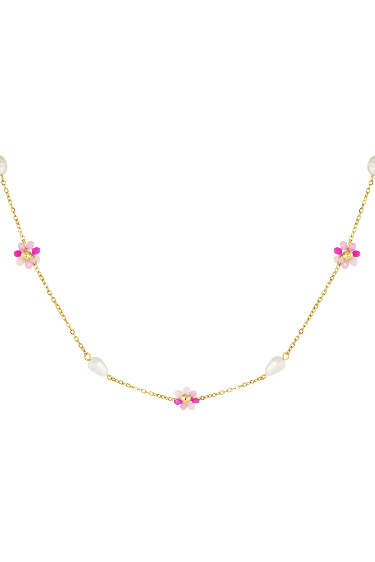 Die Fiona Halskette ist das perfekte Accessoire für den Sommer. Hergestellt aus Edelstahl, bietet sie nicht nur Langlebigkeit, sondern auch eine stilvolle Ergänzung zu jedem Outfit. Die pinken Blumenperlen verleihen der Halskette einen Hauch von Eleganz und verspielter Romantik, ideal für sonnige Tage.