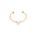 Minimalistischer Pearl Ring Gold, verstellbarer Damenring aus 14k vergoldetem Edelstahl mit weißer Perle, wasserfester Boho-Schmuck