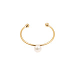 Minimalistischer Pearl Ring Gold, verstellbarer Damenring aus 14k vergoldetem Edelstahl mit weißer Perle, wasserfester Boho-Schmuck