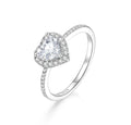 Malia Herzring 925 Sterling Silber mit 5A Zirkonia Herzschliff und Halo.