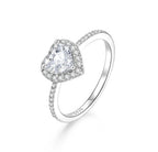 Malia Herzring 925 Sterling Silber mit 5A Zirkonia Herzschliff und Halo.