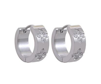 Silber Creolen mit Kleeblatt Muster