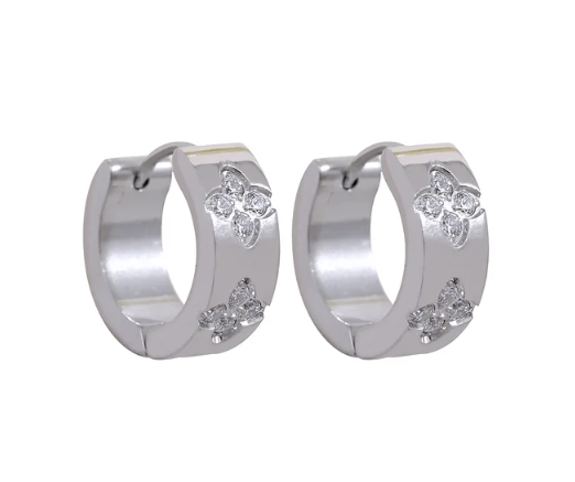 Silber Creolen mit Kleeblatt Muster