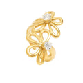 Goldener Flora Ring mit zwei Blüten und Zirkonia-Steinen, verstellbare Größe, Edelstahl 18k vergoldet.