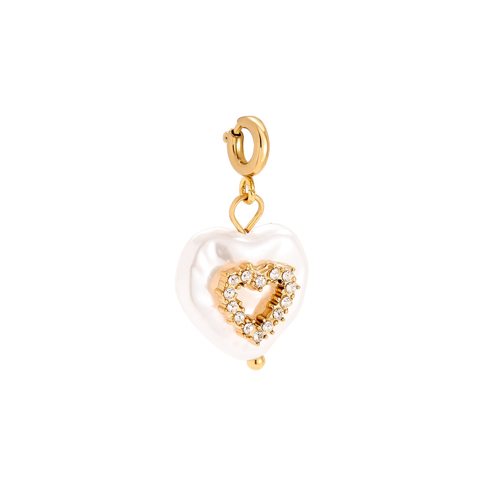 Goldener Eiffelturm Charm Anhänger aus 14k vergoldetem Edelstahl mit Klickverschluss, 1,5 cm groß, vor weißem Hintergrund.