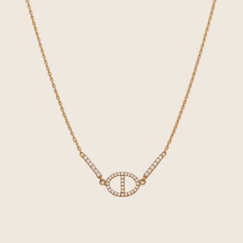 Dolce Halskette in Gold mit ovalem Pavé-Glied und zwei Zirkonia-Stäben