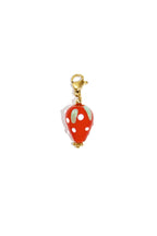 Fragolita Erdbeere Charm von hejschmuck aus rotem Glas und Edelstahl mit weißen Punkten