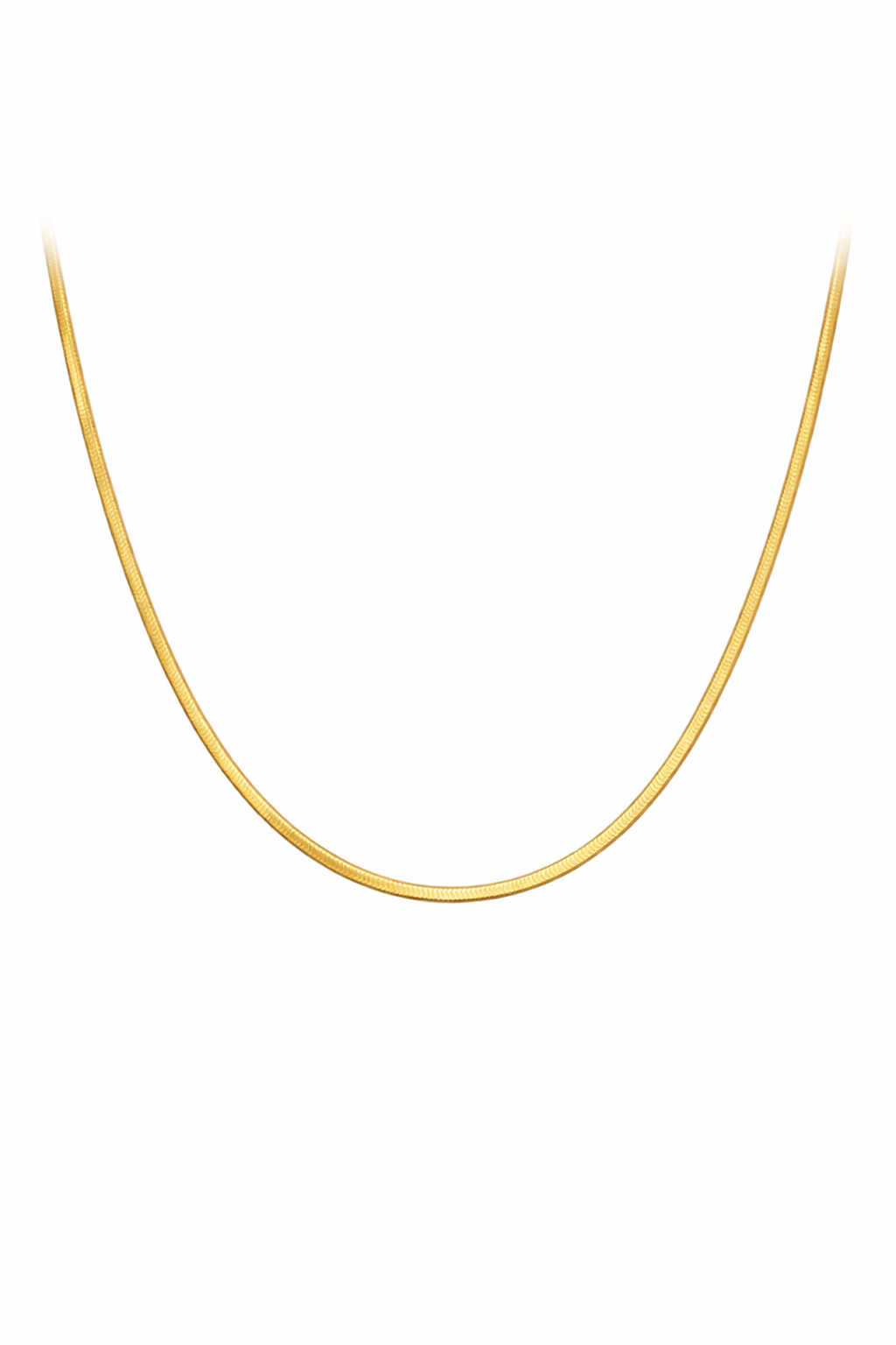 Produktansicht der goldenen Schlangenkette Gloria, 3mm breit, 14k Gold-Finish.