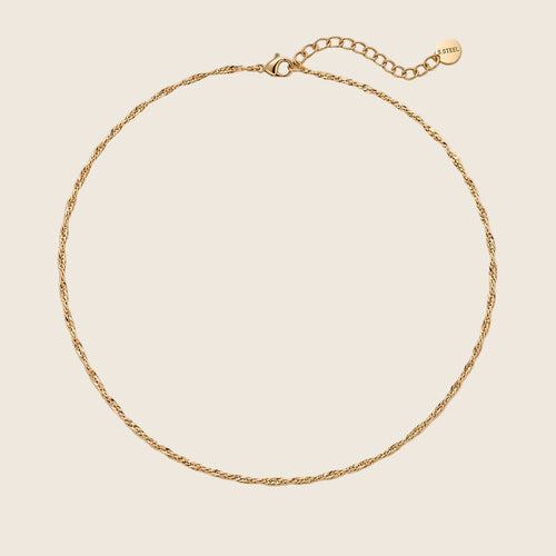 Wasserfeste Kordelkette Twisty aus 14k vergoldetem Edelstahl von HEJSCHMUCK