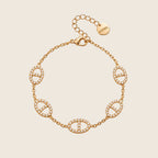 Marine Pavé Armband 14k vergoldet aus Edelstahl mit Zirkonia-Gliedern