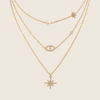 Soline 3-in-1 Layering Halskette 14k vergoldet aus 316L Edelstahl mit Sternenanhänger und Zirkonia