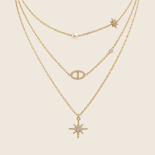 Soline 3-in-1 Layering Halskette 14k vergoldet aus 316L Edelstahl mit Sternenanhänger und Zirkonia