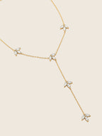 Theresa Y-Halskette in 14k Gold mit transparenten Marquise-Zirkonia-Elementen.