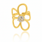 FIORE Ring verstellbar aus 18k vergoldetem Edelstahl in Blumen-Form mit funkelndem Zirkonia-Kristall in der Mitte.